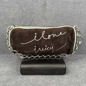 Vintage Y2K Juicy Angel  Barrel Bag Blk  Velour Silver Heavy Chain Fairytail